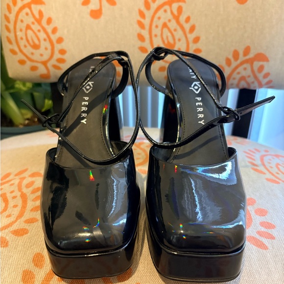 Katy Perry Collections Holographic Glossy Black Platform Sandals - Picture 2 of 8